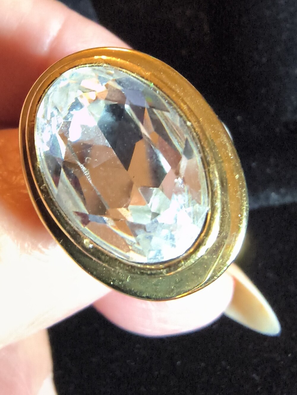Vintage 1993 AAA+ CZ Ring 18K Triple Gold Plated East West Size 6 - Picture 8 of 13